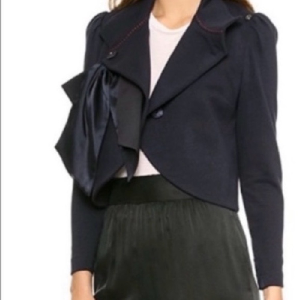 Alice + Olivia Black Navy Blazer with Bow Detail - Picture 15 of 16